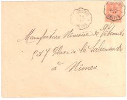 BOURG à SALINS Lettre Convoyeur Type 2 Ob 4/10/ 1901 15 C Mouchon Yv 117 - Cartas & Documentos