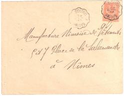 BOURG à SALINS Lettre Convoyeur Type 2 Ob 4/10/ 1901 15 C Mouchon Yv 117 - Covers & Documents