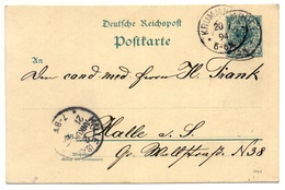 Deutsche Reichspost, Postkarte, Krummhübel, Schlesien 1894 Nach Halle A.d. Saale - Briefkaarten