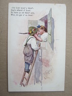 On The Ladder, Kiss, 1911. / Illustrateur Karl Feiertag - Feiertag, Karl