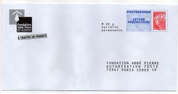 Entier Postal PAP POSTREPONSE PARIS FONDATION ABBE PIERRE - Prêts-à-poster:reply