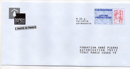 Entier Postal PAP POSTREPONSE PARIS FONDATION ABBE PIERRE - Prêts-à-poster:reply