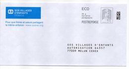 Entier Postal PAP POSTREPONSE SEINE ET MARNE MELUN SOS VILLAGES D'ENFANTS - PAP: Antwoord