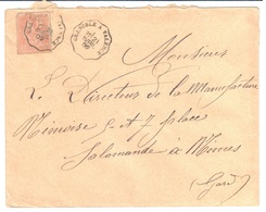 GRENOBLE à VALENCE Lettre Convoyeur Type 1 Ob 21/4/ 1902 15 C Mouchon Yv 117 - Spoorwegpost