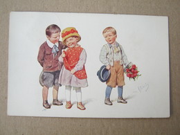 Courtship Ritual, Boys, Girls, Boy With Flowers, 1912. / Illustrateur Karl Feiertag - Feiertag, Karl