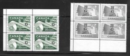 Canada Scott    O33, O45 Blks Of 4 Mint NH VF  CV $20.00 - Blocks & Sheetlets