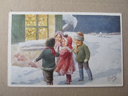 Cildren - Four Kids, Winter, 1914. / Illustrateur Karl Feiertag - Feiertag, Karl