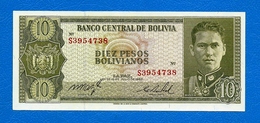 N. 1 Banconota Da 10   PESOS  BOLIVIANOS  -  BANCO  CENTRAL DE   BOLIVIA  -  Anno 1962. - Bolivia