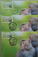 3 Colors Maxi Cards Taiwan 2018 ATM Frama Stamp-Formosan Macaque Monkey- Forest WWF Unusual - Cartoline Maximum