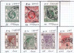 HONG-KONG 1904-...1948  SCOTT 88,90,110,154,157-159B CANCELLED CAT VAL US$4.45 - Used Stamps