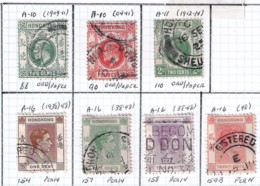 HONG-KONG 1904-...1948  SCOTT 88,90,110,154,157-159B CANCELLED CAT VAL US$4.45 - Oblitérés