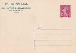 Carte Semeuse Camée 20 C Lilas Rose I4d Expo Bourges Neuve - Cartes Postales Repiquages (avant 1995)