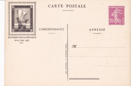 Carte Semeuse Camée 20 C Lilas Rose I6 Expo Pexip 3 Cartes "bourse Philatélique" Neuves - Cartes Postales Repiquages (avant 1995)