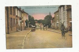 Cp, 86, COULOMBIERS ,la Rue Principale , Automobile ,attelage ,cycliste ,voyagée 1929 - Autres & Non Classés