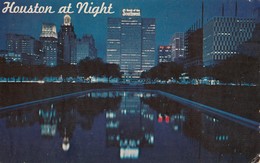 Houston TX - Skyline At Night Postcard 1970 - Houston