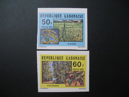 Timbre ND Non Dentelé Neuf ** MNH - Imperf   Gabon  N° 368 - 369  Agriculture  Rizière Poivrière - Agriculture