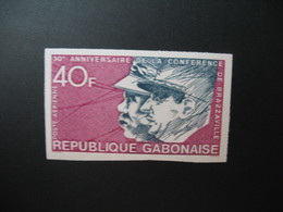 Timbre ND Non Dentelé Neuf ** MNH - Imperf   Gabon  N° PA 145 Conférence De Brazzaville Du Général De Gaulle - De Gaulle (Général)