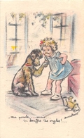 ¤¤   -   Illustrateur " Germaine BOURET "  -  Carte Miniature Publicitaire  -   Petite Fille Avec Un Chien    -   ¤¤ - Bouret, Germaine