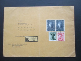 Österreich 1956 Trachten MiF Mit Nr. 1024 200. Geburtstag Mozart Einschreiben Feldbach Nach Dresden - Cartas & Documentos