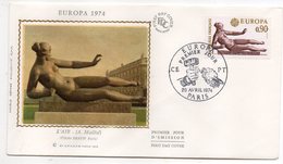 1974-- FDC  Soie  EUROPA --  Statue Femme Nue "L'Air"  De Maillol  --1 Valeur --cachet  Paris -75 - 1970-1979