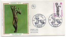 1974-- FDC  Soie  EUROPA --  Homme Nue "L'Air"  De Maillol  --1 Valeur --cachet  Paris -75 - 1970-1979