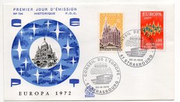 1972  -- FDC  Soie   EUROPA  ---   2  Valeurs   --  Cachet    STRASBOURG - 67 - 1970-1979