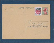 France Entiers Postaux - Semeuse Lignée De Piel - Carte Postale - TB - Cartes Postales Types Et TSC (avant 1995)