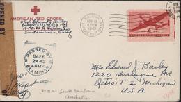 Guerre Pacifique WW2 CAD US ARMY 7th Base South Brisbane Australia 1943 Passed By Examiner Base 2443 Army Red Cross - Storia Postale