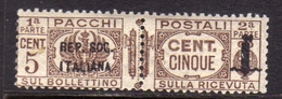 ITALIA REGNO ITALY KINGDOM 1944 RSI REPUBBLICA SOCIALE ITALIANA PACCHI POSTALI PARCEL POST FASCIO CENT. 5c MNH - Postal Parcels