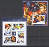 ST1456 2015 S. TOME E PRINCIPE FAMOUS PEOPLE ANNIVERSARY INGRED BERGMAN KB+BL MNH - Actores
