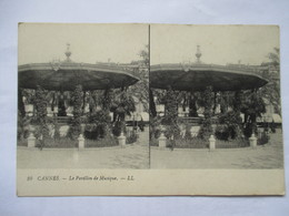 CANNES  -   LE  PAVILLON  DE  MUSIQUE    .....     TTB - Cartes Stéréoscopiques