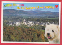 CP-34-Mille Bisous De La SALVETAT-sur-AGOUT - Petit Chien - Vue Panoramique De La Ville* 2 SCAN- - La Salvetat