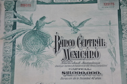 Banque Central Du Mexique - Banco Central Mexicano -   Action De 100 Ps Série A - Mexique 1905 - Bank & Insurance
