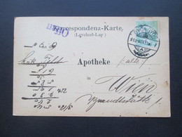 Ungarn 1913 Korrespondenz Karte Aus Gyöngyös Nach Wien Apothekenkarte Schutzmarke Luol Seife - Lettres & Documents