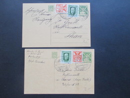 CSSR Böhmen 1925 2 Ganzsachen Mit Zusatzfrankaturen Zweisprachiger Stempel Ronsperg / Ronsperc - Covers & Documents