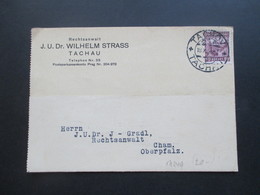 CSSR / Sudetenland 1934 PK Rechtsanwalt Wilhelm Strass Tachau Zweisprachiger Stempel Tachov / Tachau - Storia Postale