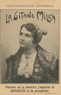 Voyante Milka, Gitane Theatre Salon Carmelli. Fortune Teller Gypsy. Imp. Huguerre Rouen. - Europe