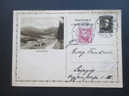 CSSR / Böhmen 1936 Bildganzsache Mit Zusatzfrankatur Nach Leipzig Stempel Cheb 2 / Eger 2 - Briefe U. Dokumente