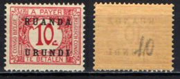 RUANDA URUNDI - 1924 - CIFRA CON SOVRASTAMPA - OVERPRINTED - MH - Ongebruikt