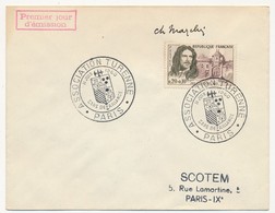 Enveloppe Scotem - 0,20 + 0,10 TURENNE Obl. Cachet Illustré Association Turenne Paris 1961 Signature MAZELIN - Cartas & Documentos