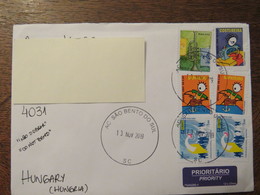 Brazil, Priority Letter To Hungary, Scouts 2003, Children Drawings 2005, - Oblitérés