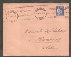 Enveloppe Avec 90c Paix  Oblit BESANCON   DOUBS  " Station Saline Casino "  1939 - 1932-39 Paix