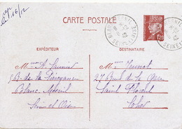 Entier Postal 1942 Effigie Petain Timmbrée Blanc Mesnil  Vers M. Jeunot St Florent Cher - Le Blanc-Mesnil