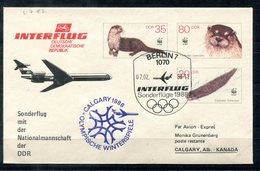 5494 - DDR - Ganzsache U7 - Interflug Sonderflug Olympische Spiele Calgary 1988 - Covers - Used