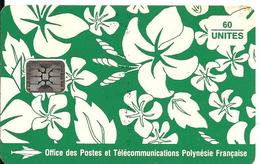 CARTE-PUCE-POLYNESIE-PF18b-60U-SC5-S/Entourage-PAREO VERT Brillant-9 N° RougeN°C41043823-TBE- - Französisch-Polynesien