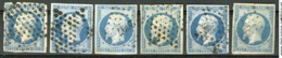 N°10 (x6) 25ct Bleu, Cote 270 €. Lire Description - 1852 Luis-Napoléon