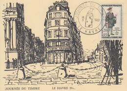 Carte  Locale  1er  Jour  FRANCE   JOURNEE  Du  TIMBRE     LE  HAVRE   1961 - Giornata Del Francobollo