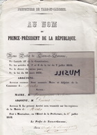 Prince-Président De La République.  Dufay De Launaguet. Gustave De Beauquesne, Maire De Merles, Tarn-et-Garonne. - Midi-Pyrénées