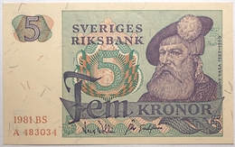 Suède - 5 Kronor - 1981 - PICK 51d.4 - SPL - Zweden