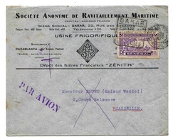 Sénégal Bordeaux Lettre Avion Dakar 28/12/1936 Daguin Casablanca Maroc Bière Zénith Airmail Cover - Briefe U. Dokumente